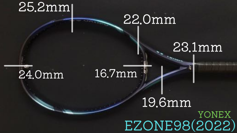 ヨネックス・イーゾーン98(YONEX EZONE98 2022)のフレーム厚