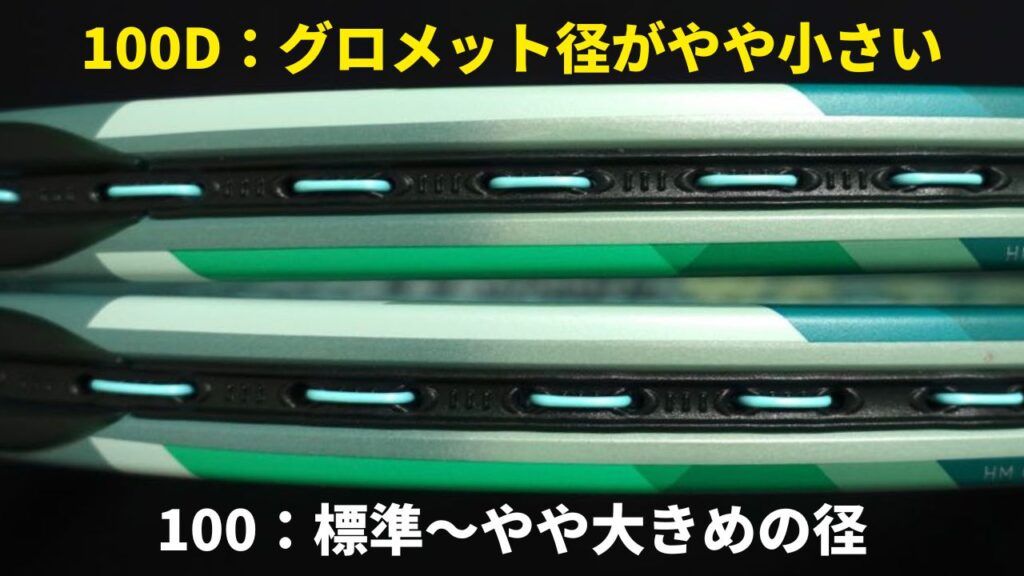 パーセプト100とパーセプト100Dのグロメット径を比較
