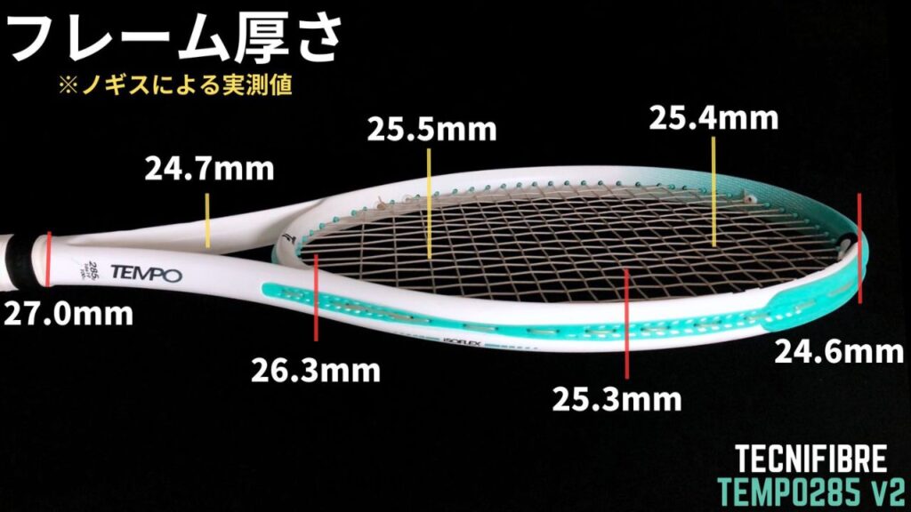 Tecnifibre TEMPO285 v2(テクニファイバーテンポ285 v2)のフレームの厚さ